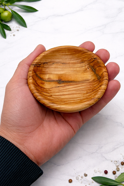 Olive wood olive wood communion bread tray top view view from Bethlehem Holy Land