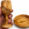 Handcrafted Olive Wood Communion Cup and Bread Tray Set from Bethlehem 4.6 inch