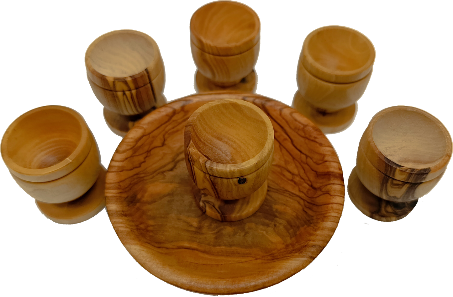 Olive wood olive wood communion cup set of 6 all cups view from Bethlehem Holy Land