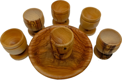 Olive wood olive wood communion cup set of 6 all cups view from Bethlehem Holy Land