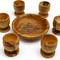 Handcrafted Olive Wood Set of 6 Communion Cups and Bread Tray from Bethlehem 1.6 inch