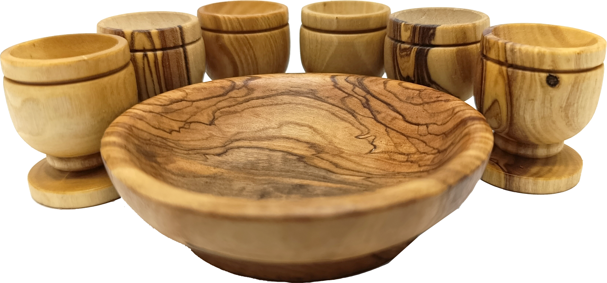Olive wood olive wood communion cup set of 6 single cup detail view from Bethlehem Holy Land