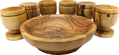 Olive wood olive wood communion cup set of 6 single cup detail view from Bethlehem Holy Land
