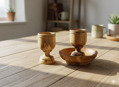 Olive wood communion cup tray set additional view view, hand carved Bethlehem Holy Land