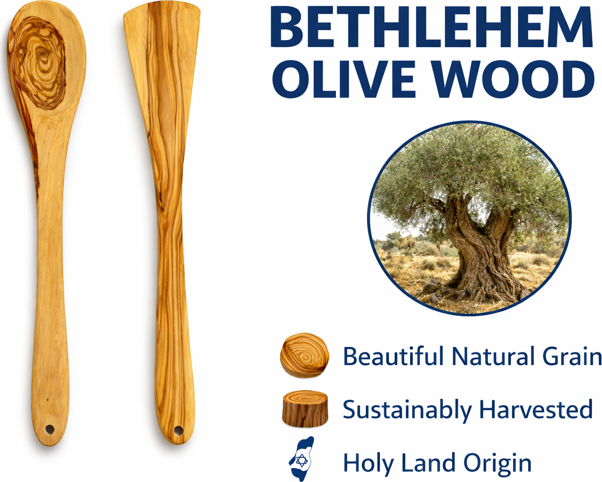 Handmade olive wood cooking spoon and spatula set from Bethlehem lifestyle from Bethlehem Holy Land