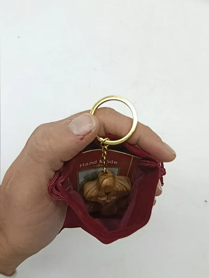 Olive wood cross keychain with dove from bethlehem – handmade holy land key ring velvet bag and certificate - crosses