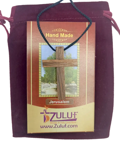 Olive wood cross pendant necklace unisex christian jewelry - 1 - charm