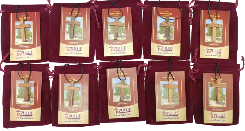Olive wood cross pendant necklace unisex christian jewelry - 10 - charm