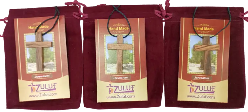 Olive wood cross pendant necklace unisex christian jewelry - 3 - charm