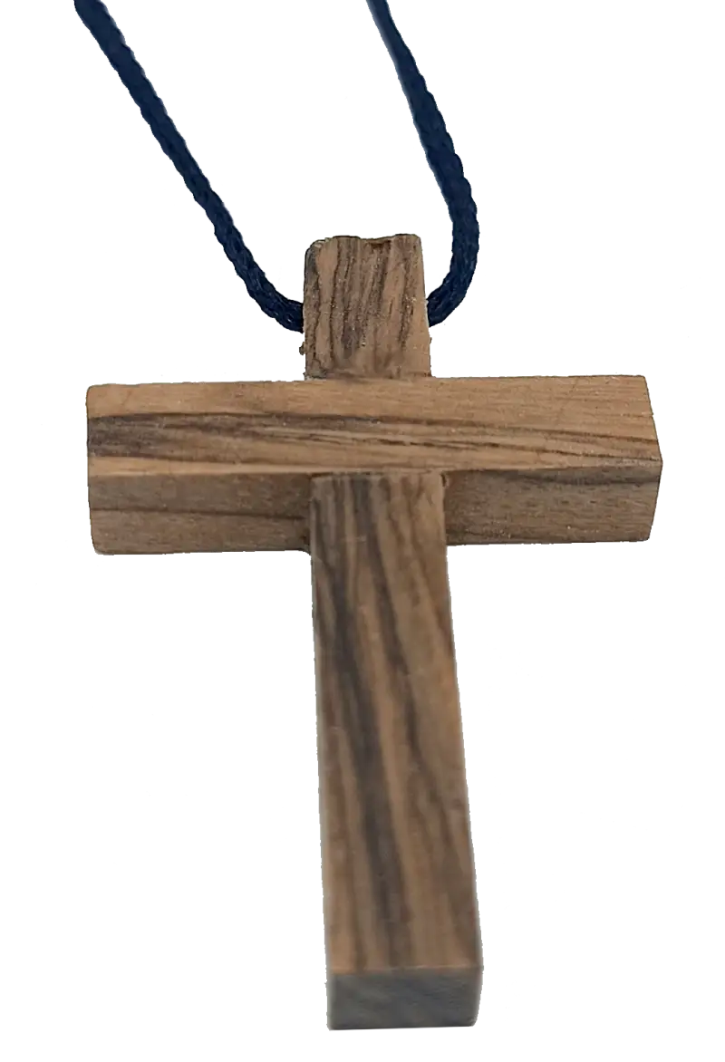 Olive wood cross pendant necklace unisex christian jewelry - charm