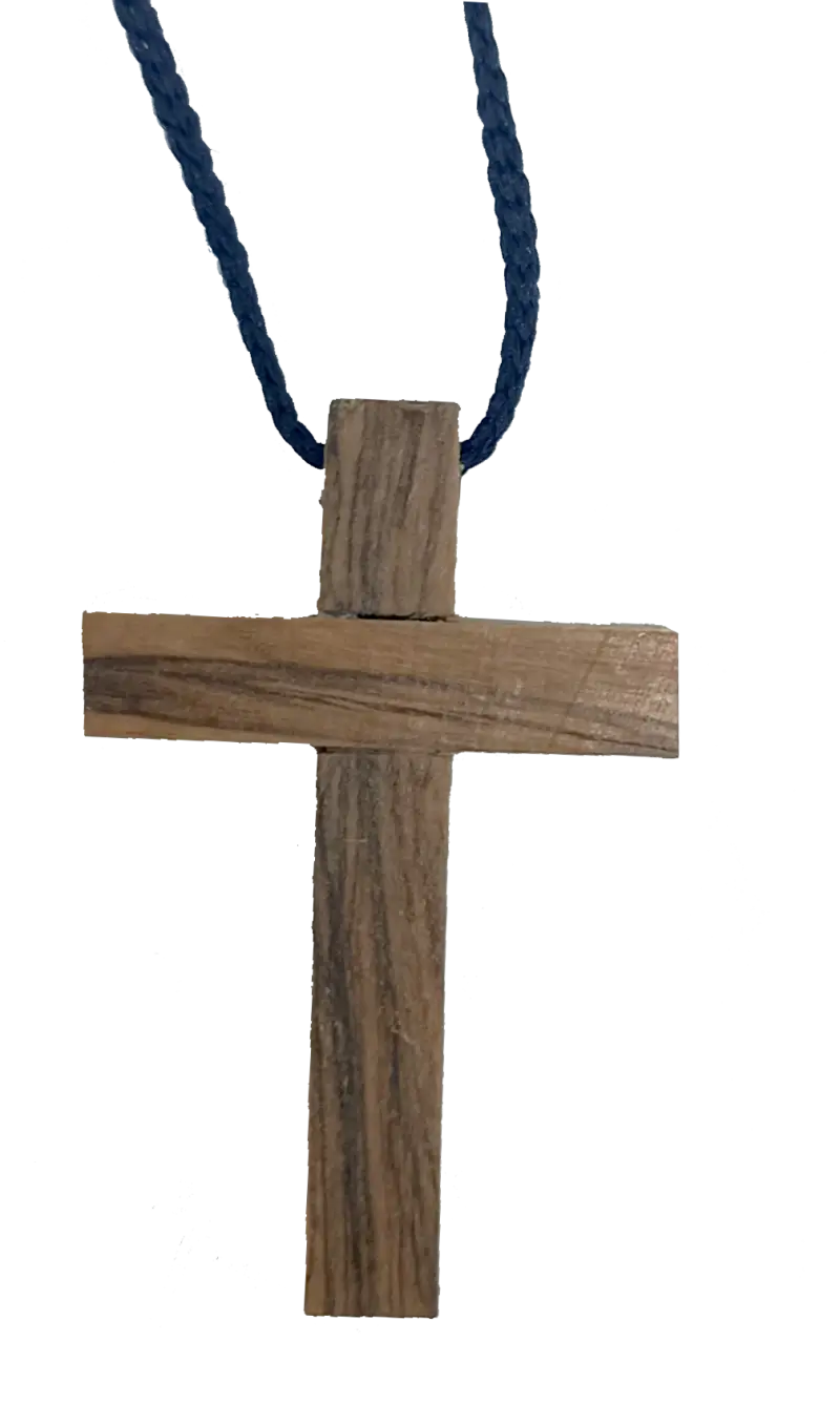 Olive wood cross pendant necklace unisex christian jewelry - charm