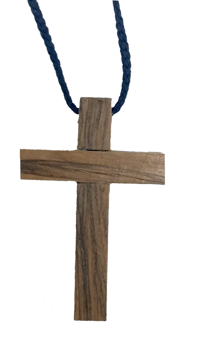 Olive wood cross pendant necklace unisex christian jewelry - charm