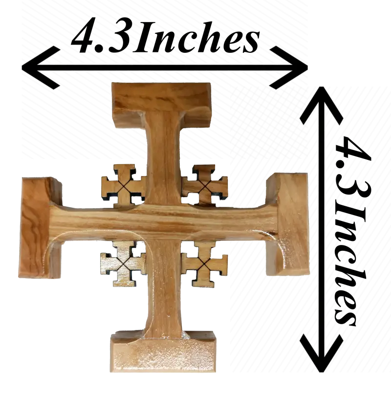 Olive wood crusader jerusalem cross from bethlehem