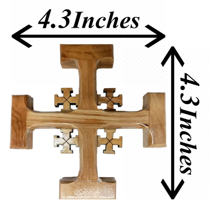 Olive wood crusader jerusalem cross from bethlehem