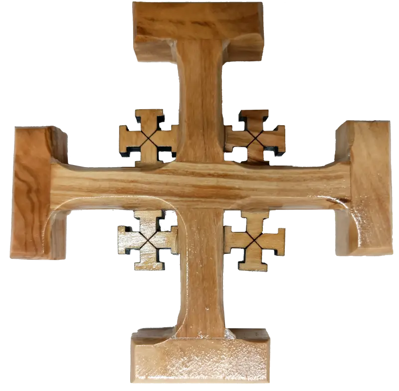 Olive wood crusader jerusalem cross from bethlehem
