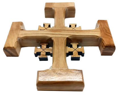 Olive wood crusader jerusalem cross from bethlehem