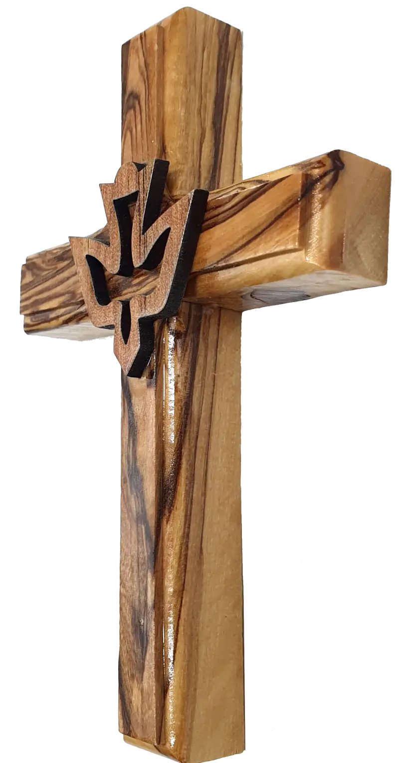 Olive wood dove cross from bethlehem holy spirit symbol