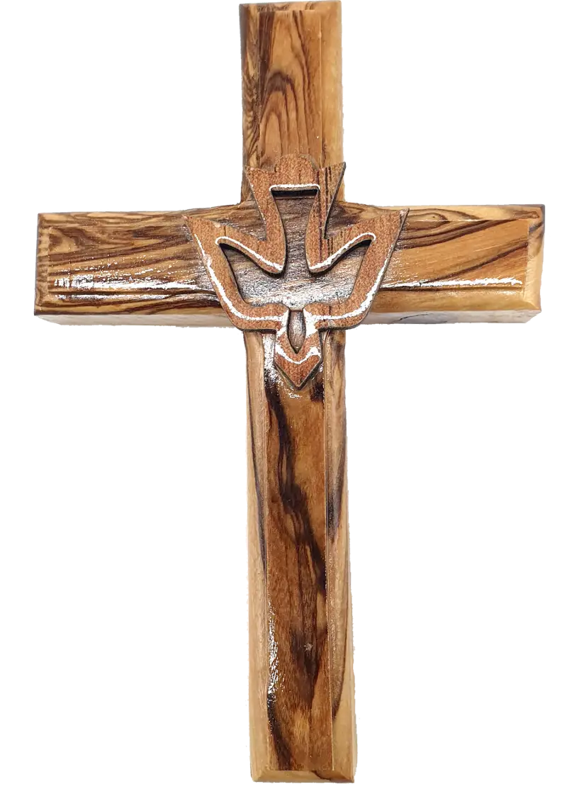 Olive wood dove cross from bethlehem holy spirit symbol
