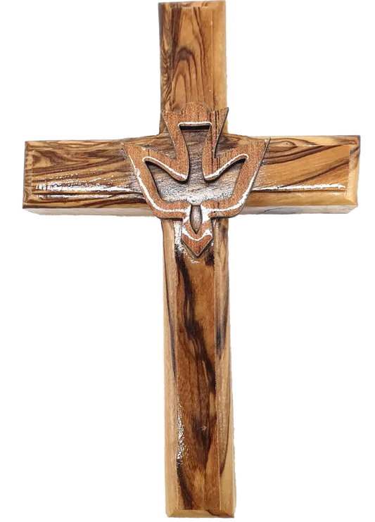 Olive wood dove cross from bethlehem holy spirit symbol