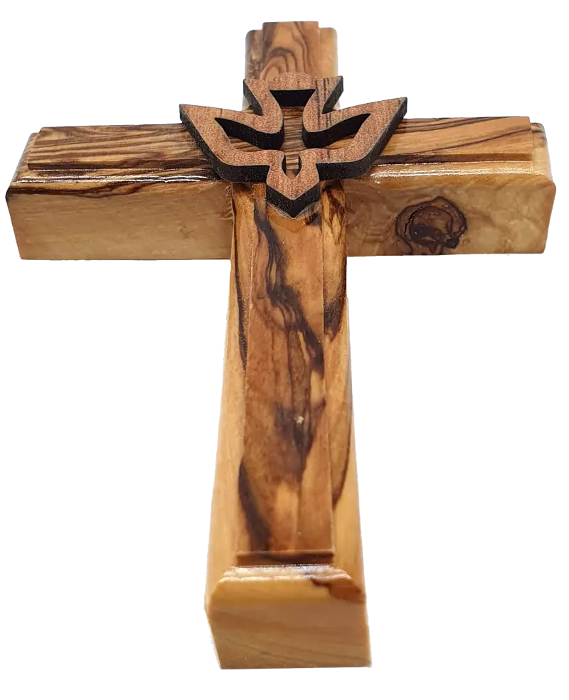 Olive wood dove cross from bethlehem holy spirit symbol