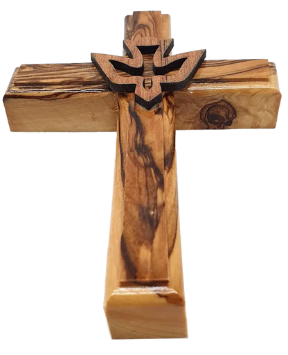 Olive wood dove cross from bethlehem holy spirit symbol
