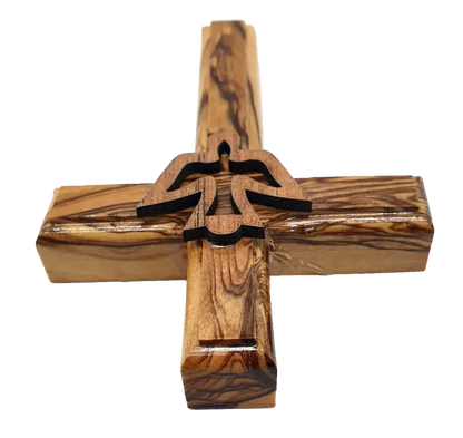 Olive wood dove cross from bethlehem holy spirit symbol