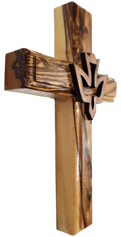 Olive wood dove cross from bethlehem holy spirit symbol