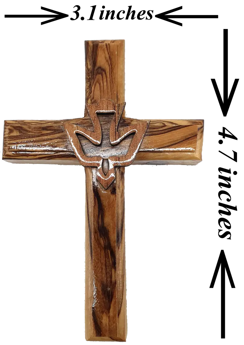 Olive wood dove cross from bethlehem holy spirit symbol