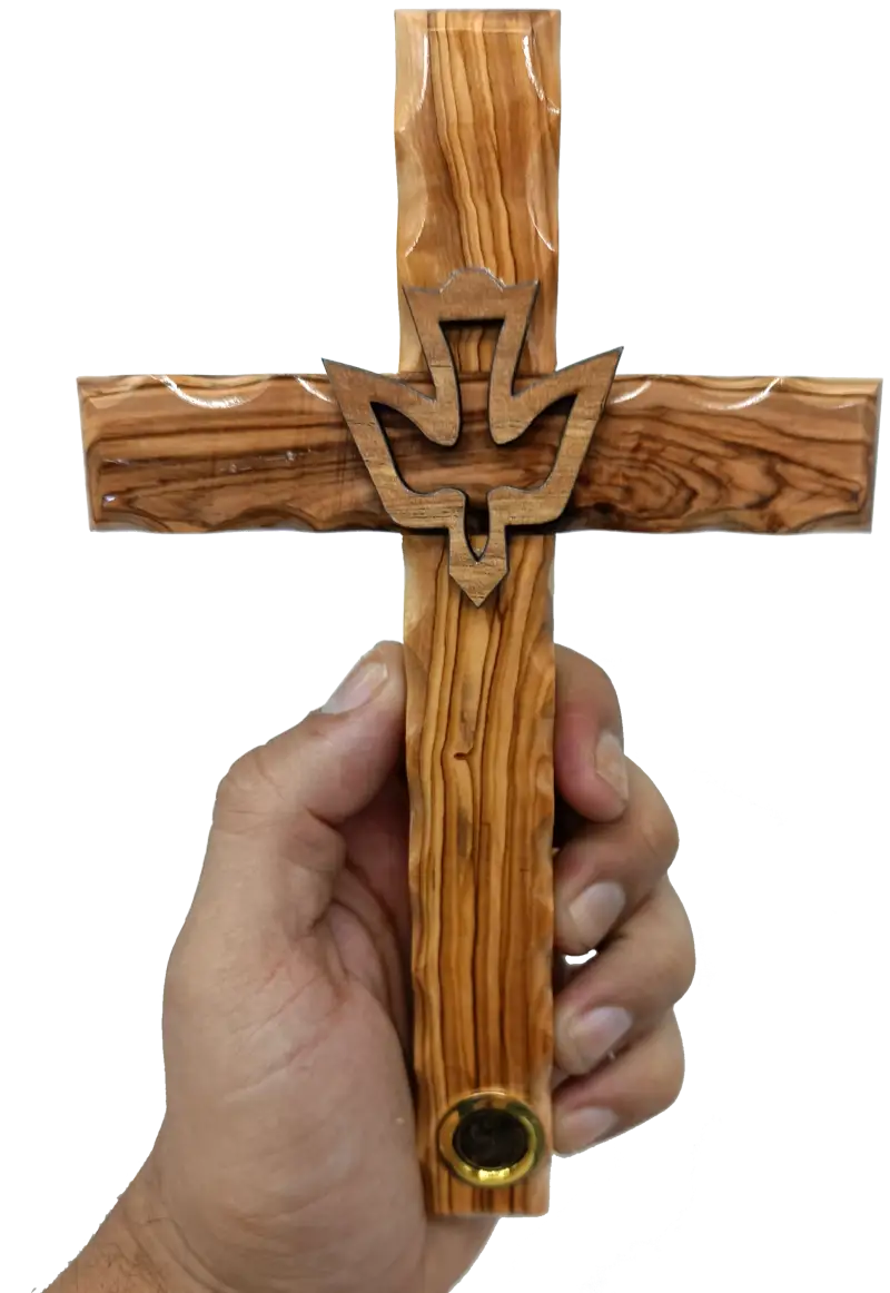 Croce In Legno D'Ulivo Da Mano - Piccola, Betlemme, Con Certificato Di Autenticità (OW-CRS-001) Zuluf