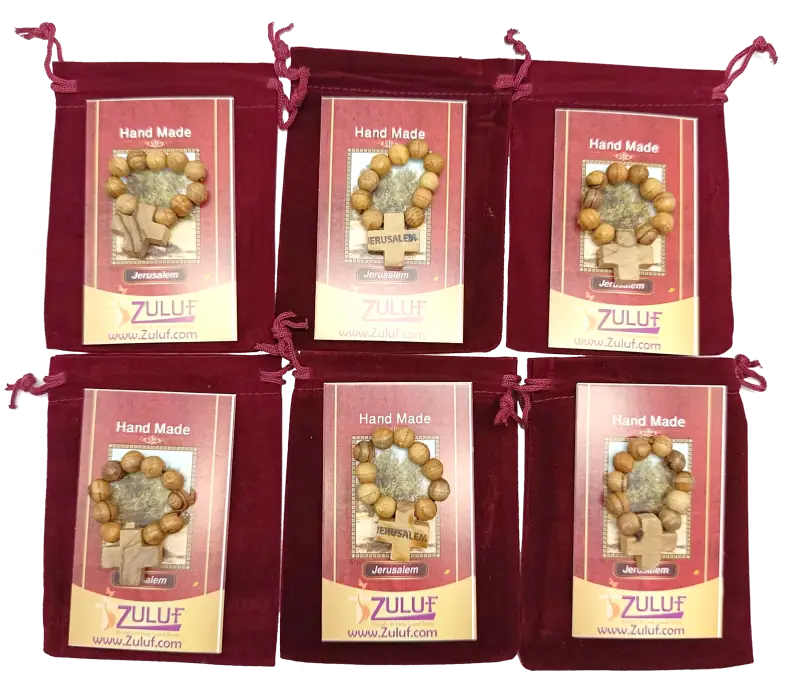 Olive wood finger rosary handmade in bethlehem – catholic pocket ring with wooden cross available 3 6 or 12 pieces