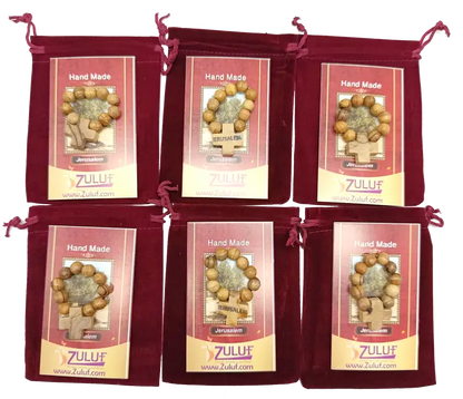Olive wood finger rosary handmade in bethlehem – catholic pocket ring with wooden cross available 3 6 or 12 pieces