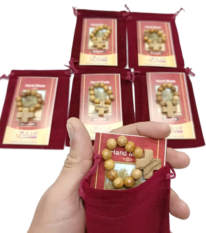 Olive wood finger rosary handmade in bethlehem – catholic pocket ring with wooden cross available 3 6 or 12 pieces