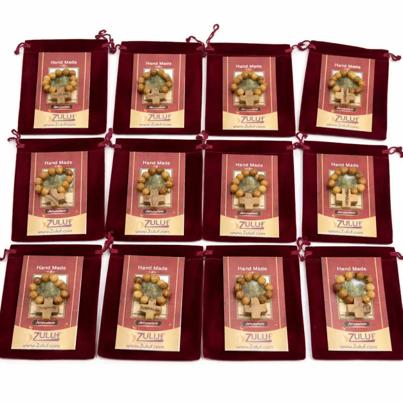 Olive wood finger rosary handmade in bethlehem – catholic pocket ring with wooden cross available 3 6 or 12 pieces