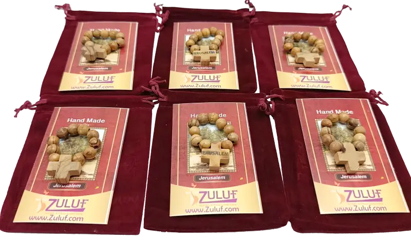 Olive wood finger rosary handmade in bethlehem – catholic pocket ring with wooden cross available 3 6 or 12 pieces