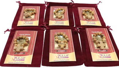 Olive wood finger rosary handmade in bethlehem – catholic pocket ring with wooden cross available 3 6 or 12 pieces