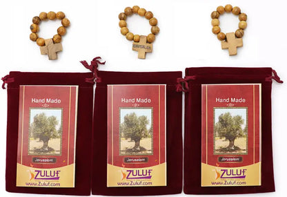 Olive wood finger rosary handmade in bethlehem – catholic pocket ring with wooden cross available 3 6 or 12 pieces