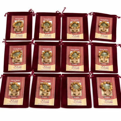 Olive wood finger rosary handmade in bethlehem – catholic pocket ring with wooden cross available 3 6 or 12 pieces