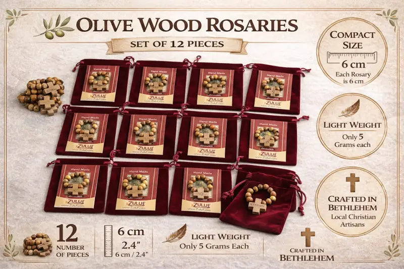 Olive wood finger rosary handmade in bethlehem – catholic pocket ring with wooden cross available 3 6 or 12 pieces