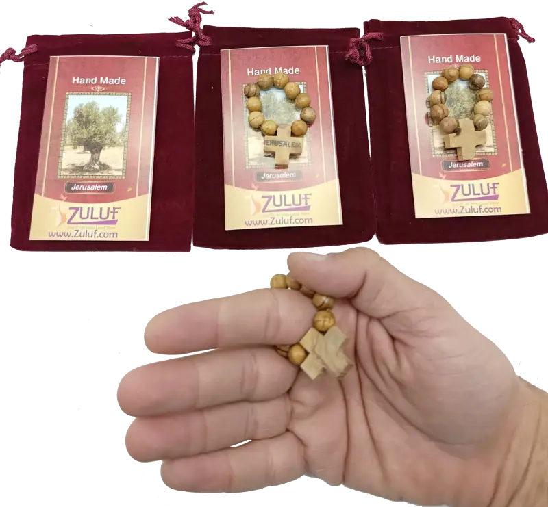 Olive wood finger rosary handmade in bethlehem – catholic pocket ring with wooden cross available 3 6 or 12 pieces