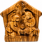 Genuine Olive Wood Holy Family Figurine, Hand Carved Pentagonal Relief from Bethlehem, 4.1 inch
