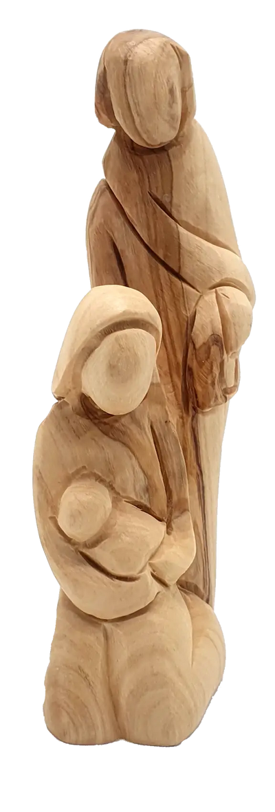 Olive wood holy family statue handcrafted in the land - figures