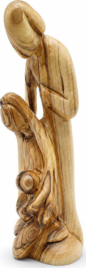 Olive wood Holy Family statue hand carved in Bethlehem 8 inch