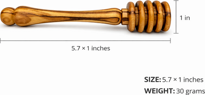 Handmade olive wood honey dipper from Bethlehem grain detail from Bethlehem Holy Land