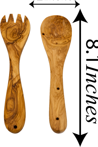 Handmade olive wood kitchen utensil set from Bethlehem detail shot from Bethlehem Holy Land