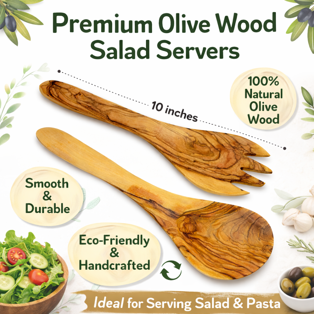 Handmade olive wood kitchen utensil set from Bethlehem grain detail from Bethlehem Holy Land