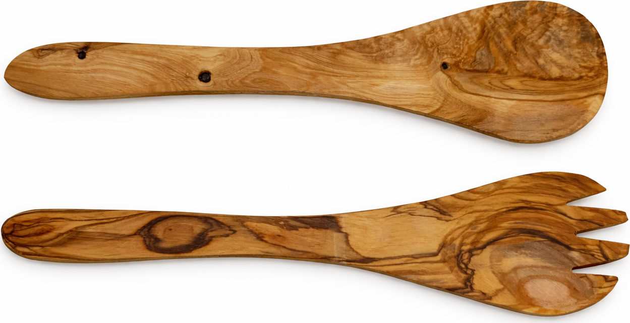 Handmade olive wood kitchen utensil set from Bethlehem grain detail from Bethlehem Holy Land