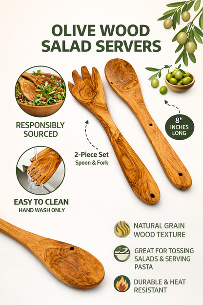 Handmade olive wood kitchen utensil set from Bethlehem lifestyle from Bethlehem Holy Land