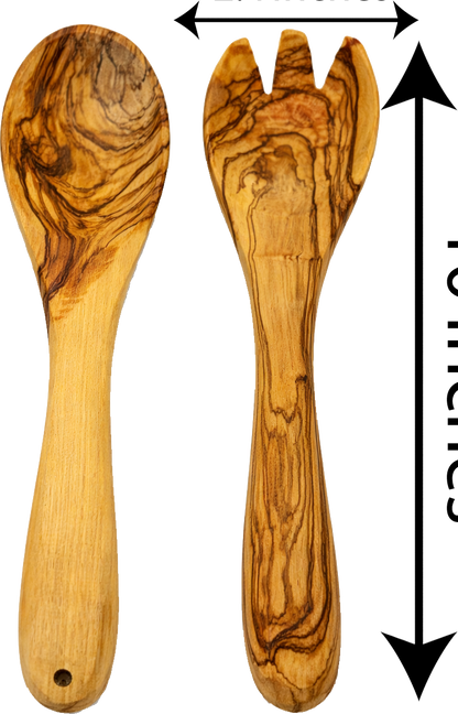 Handmade olive wood kitchen utensil set from Bethlehem side angle from Bethlehem Holy Land