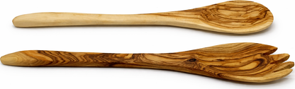 Handmade olive wood kitchen utensil set from Bethlehem top view from Bethlehem Holy Land
