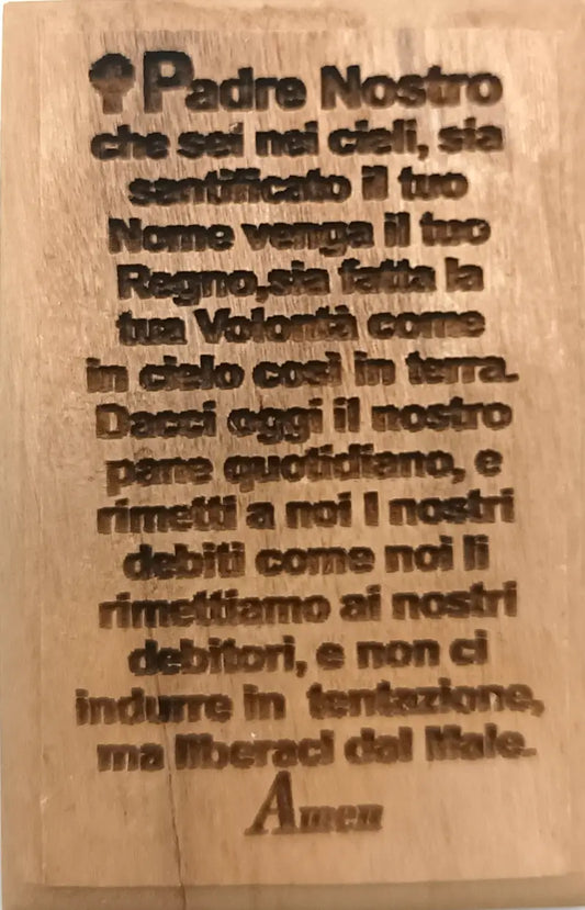 Olive wood magnet – our father prayer in spanish bethlehem - magnet